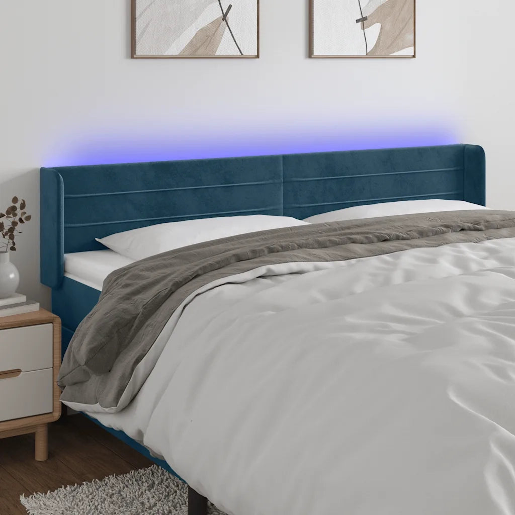 Testiera a LED-Testata con LED Blu Scuro 163x16x78/88 cm in Velluto 627727