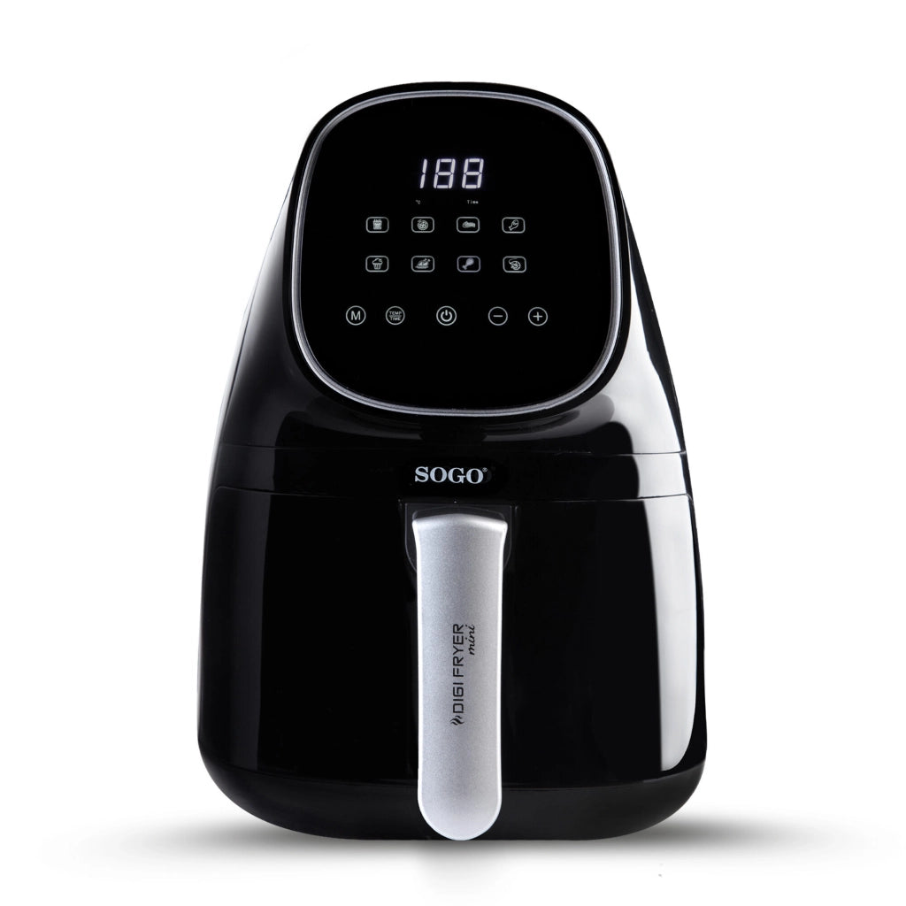 SOGO Friggitrice ad Aria 2L 1000W Cottura Sana, 80% di Grassi in Meno, Display LED Touch, Timer 60 Min, Temperatura Regolabile 65200Â°C, Antiaderente