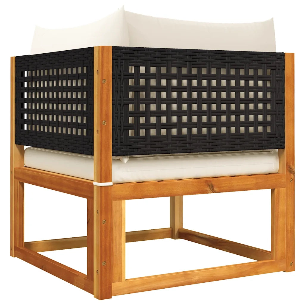 Divano da giardino angolare con cuscini in legno di acacia e rattan 4008168