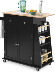 Carrello Cucina Moderno con Tavolo di Lavoro, Spazio di Deposito e Ruote, Isola Cucina Multifunzionale
