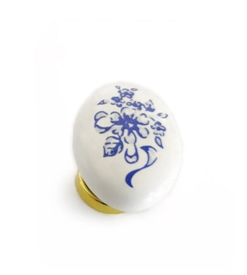 POMOLO PER MOBILI IN CERAMICA 'P04' Ø 31 mm - Bianco decoro 45 - METAL GROUP