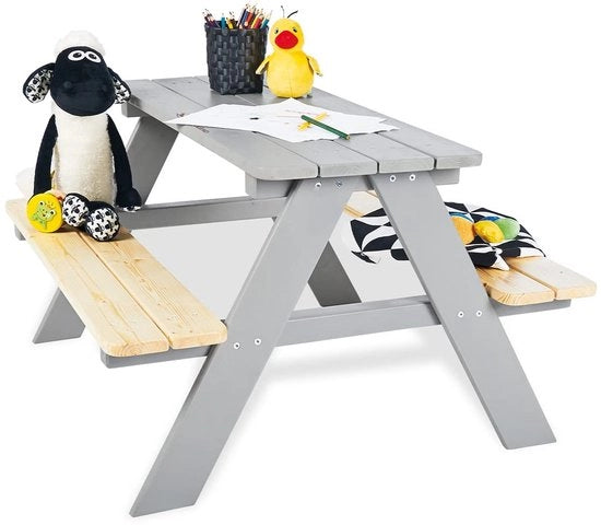 Seduta per bambini in legno massello - adatta per 4 bambini - grigio