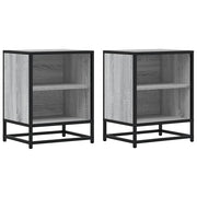 Set di 2 Comodini | Armadio da Notte | Mobiletto da notte Grigio Sonoma 40x31x50cm Legno Multistrato Metallo