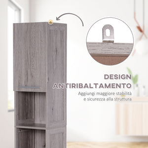 Mobile a Colonna per Bagno 30x32x172,5 cm in MDF color Legno