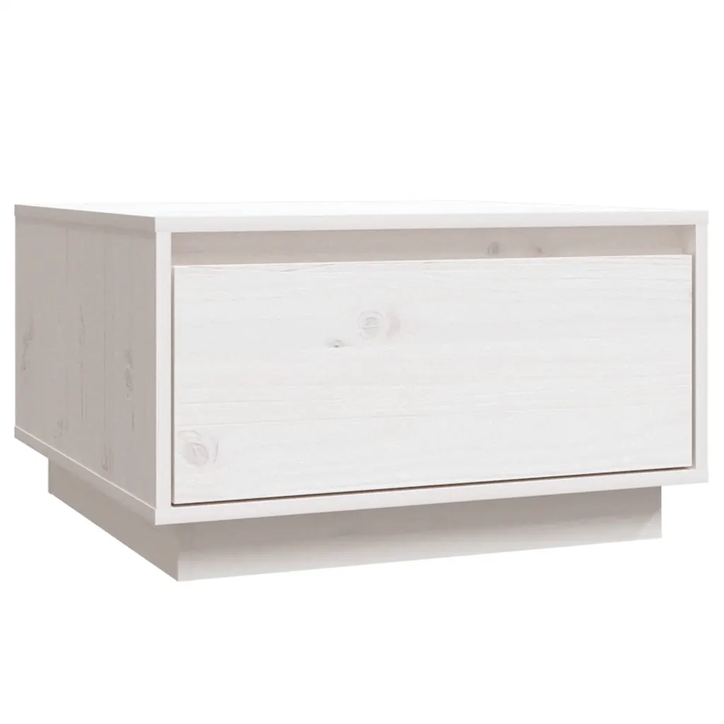 Tavolino da Salotto Bianco 55x56x32 cm Legno Massello di Pino 813406