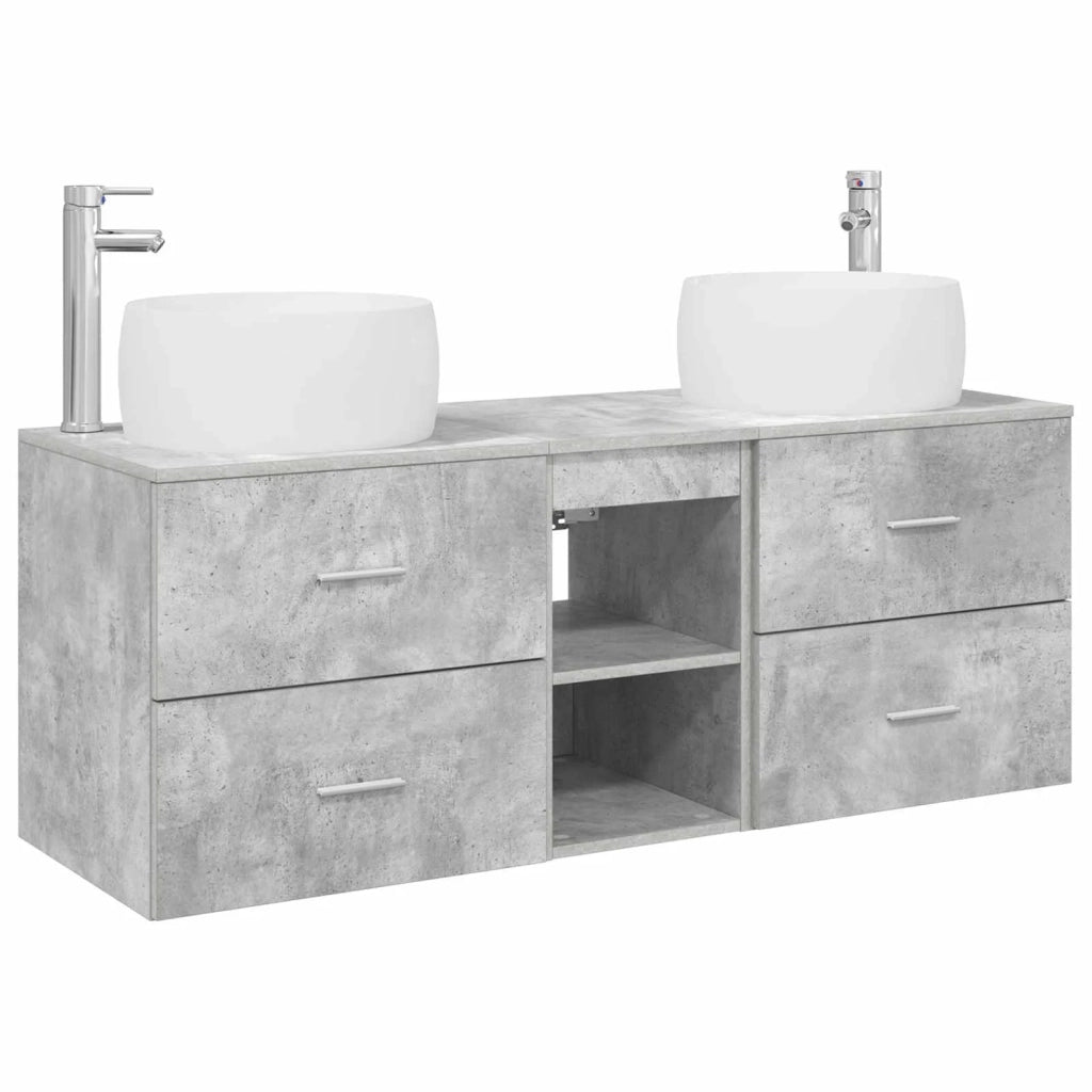 Set di mobili per il bagno 3 pz Grigio Cemento 3405926