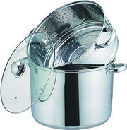 Pentola a Vapore e Cottura Multifunzione 24 cm - 8 Litri in Acciaio Inox con Coperchio in Vetro