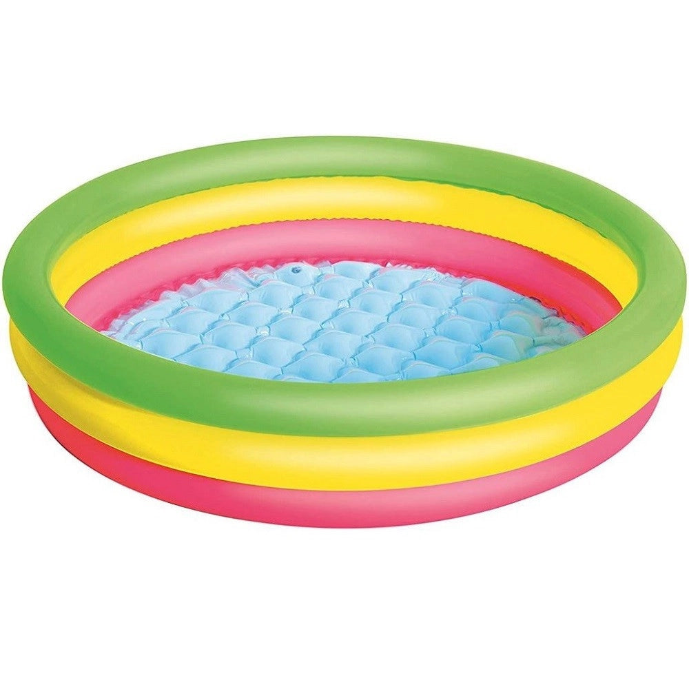 Trade Shop - Piscina Summer A 3 Anelli Color Arcobaleno Con Fondo Gonfiabile 102x25 Cm 51104 -