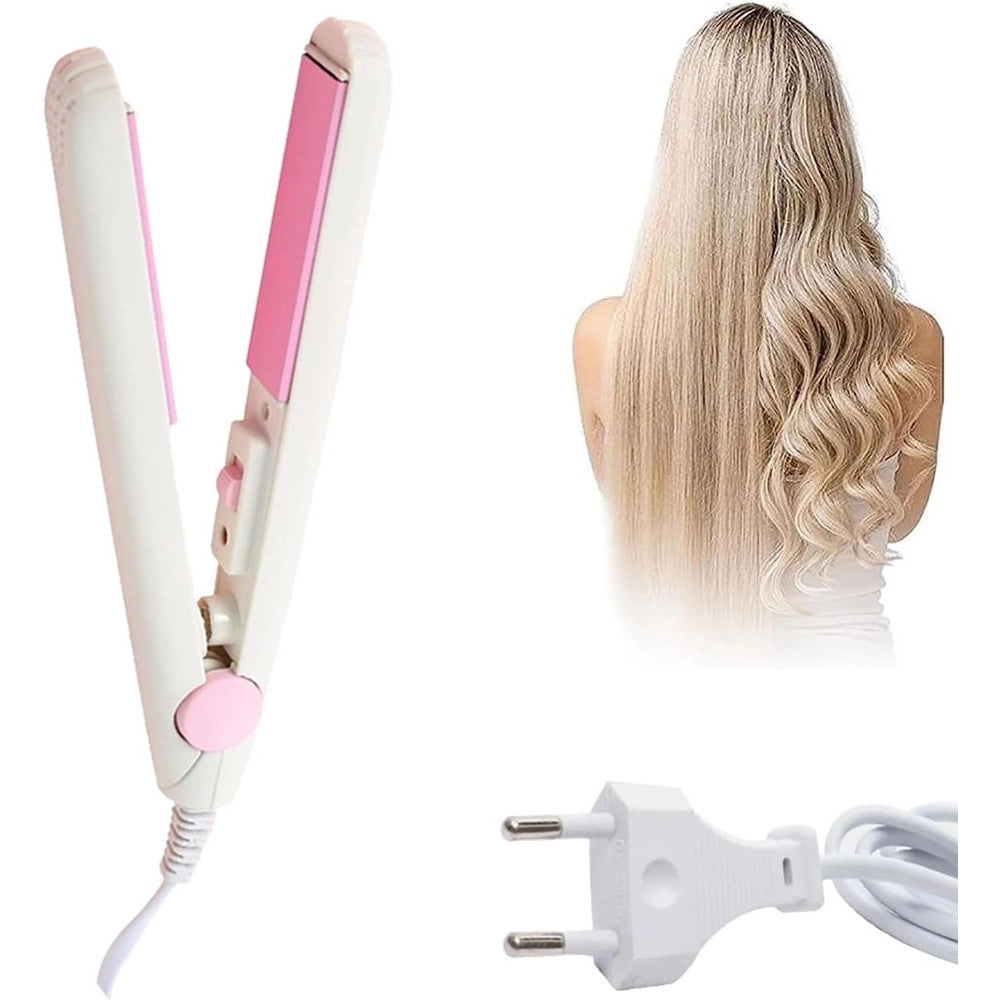 Trade Shop - Mini Piastra Per Capelli 2 In 1 Portatile In Ceramica Tormalina Per Casa Salone -