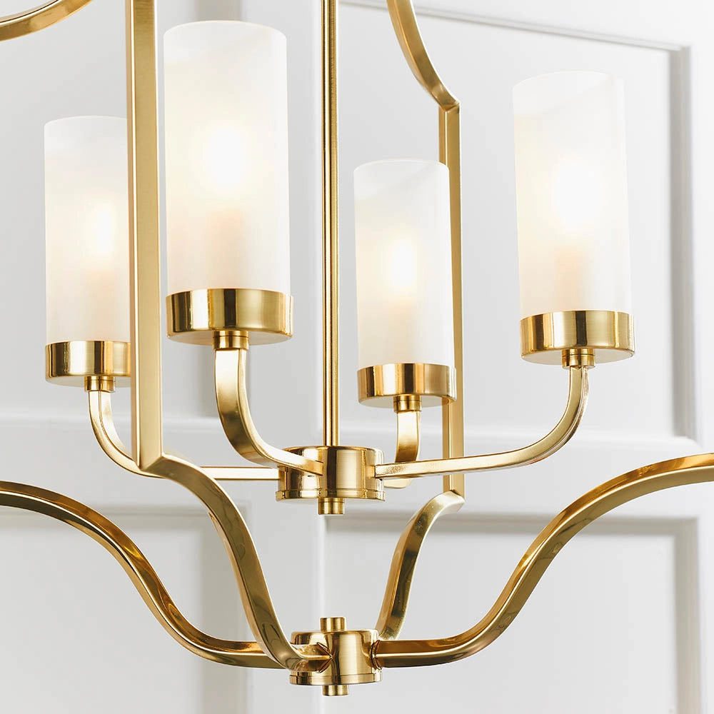 Lampadario vintage ottone satinato 4xE14 Endon Edrea