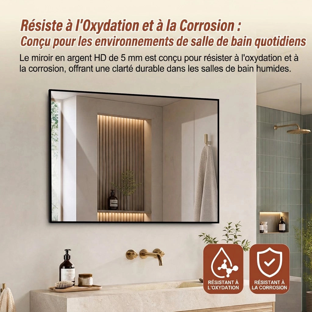 Specchio bagno 60x80 cornice in alluminio nero specchio da parete hd