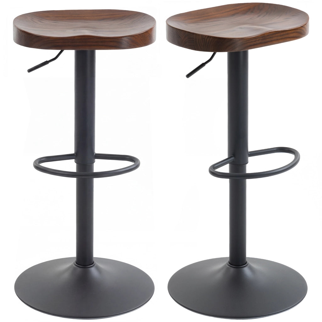 Sgabelli da Bar Regolabili 2 Pezzi ¨C Zephmum ¨C Legno di Olmo Marrone Scuro