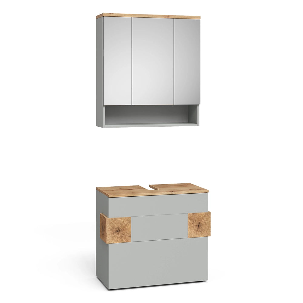 Vicco Set di mobili da bagno Grigio/Artisan 2 parti