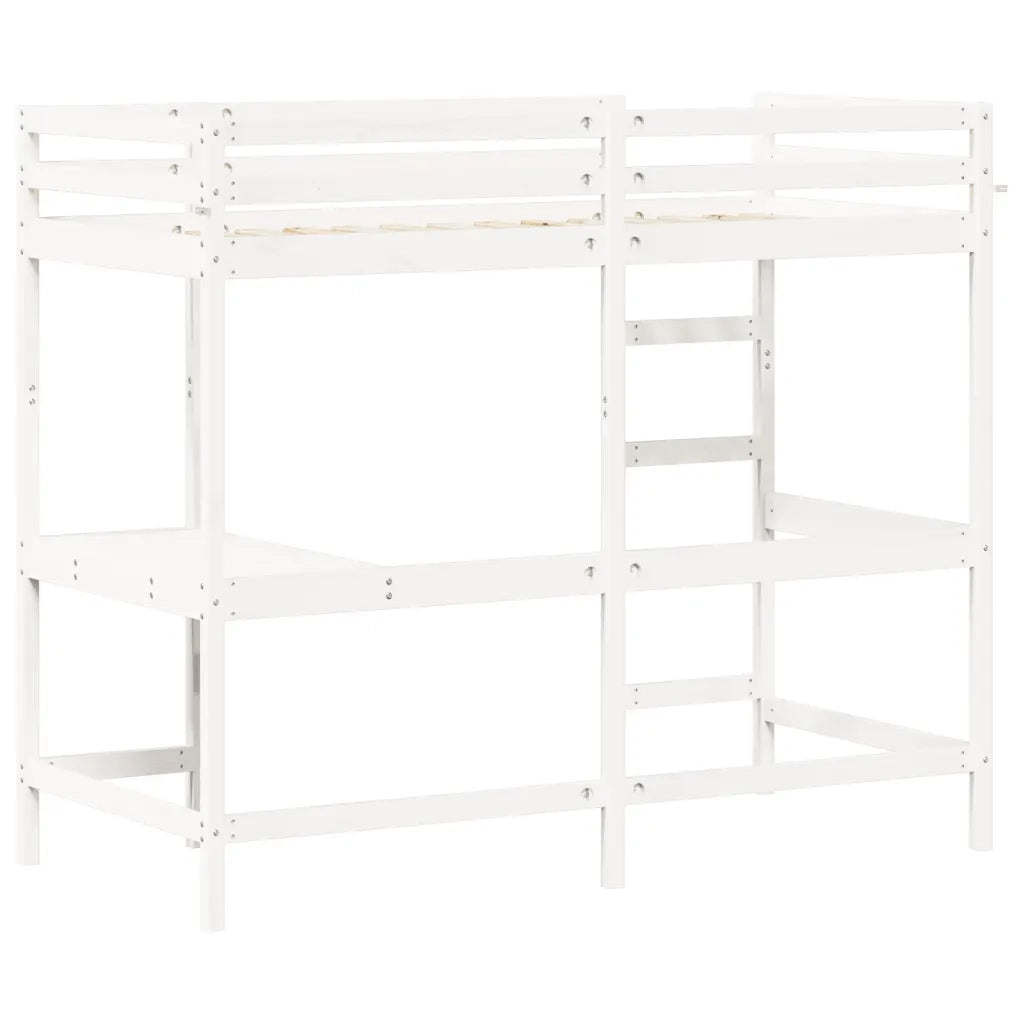 vidaXL Letto Soppalco con Scrivania Bianco 90x200 cm Massello Pino