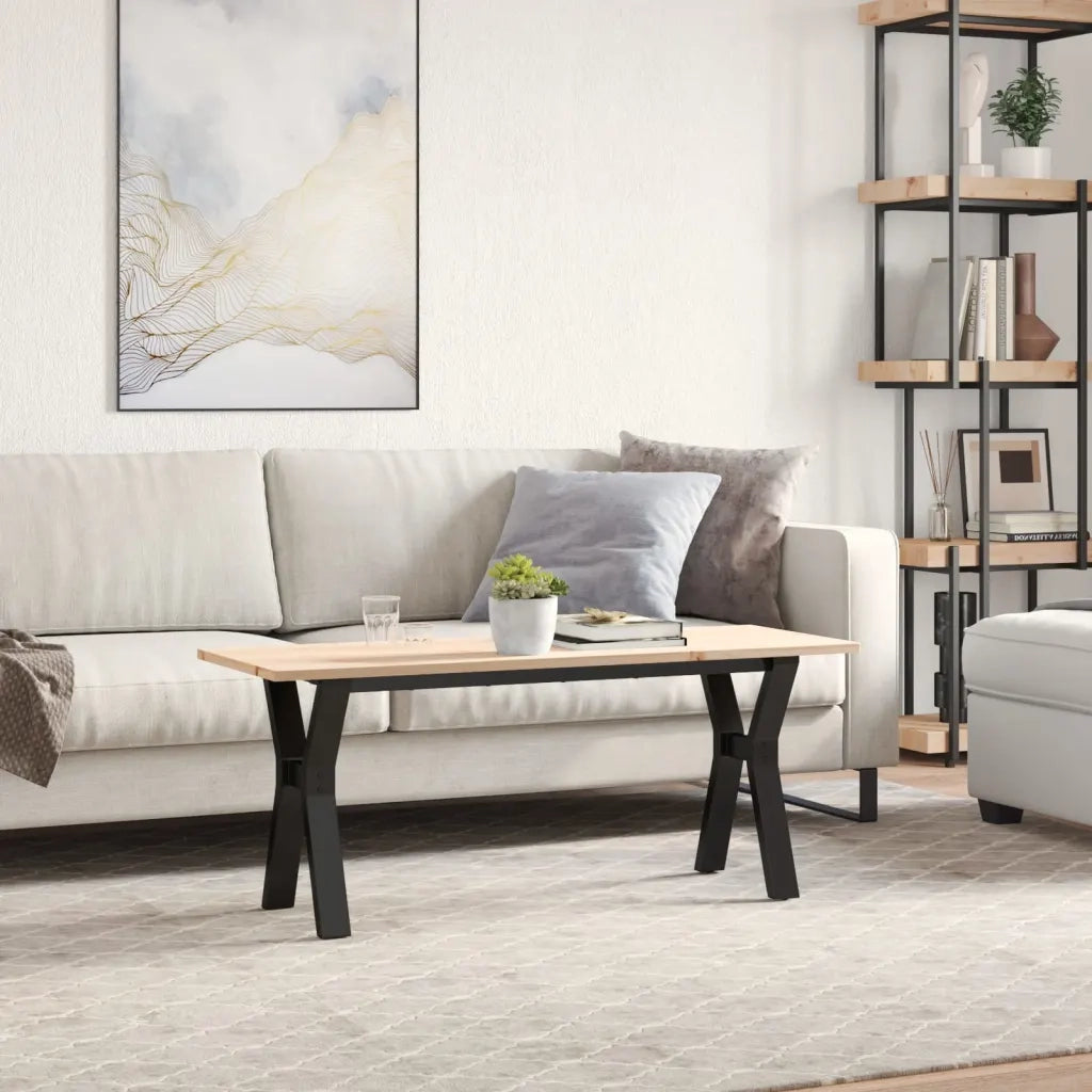 Tavolino salotto | Tavolino da caff¨¨ | Tavolino da Soggiorno Telaio a Y 110x40x45 cm Legno Pino e Acciaio
