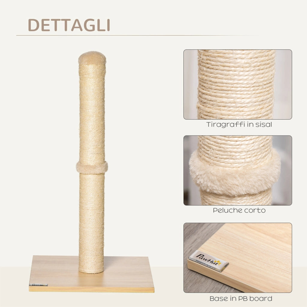 Tiragraffi per Gatti con Palo in Sisal Alto 60 cm Beige