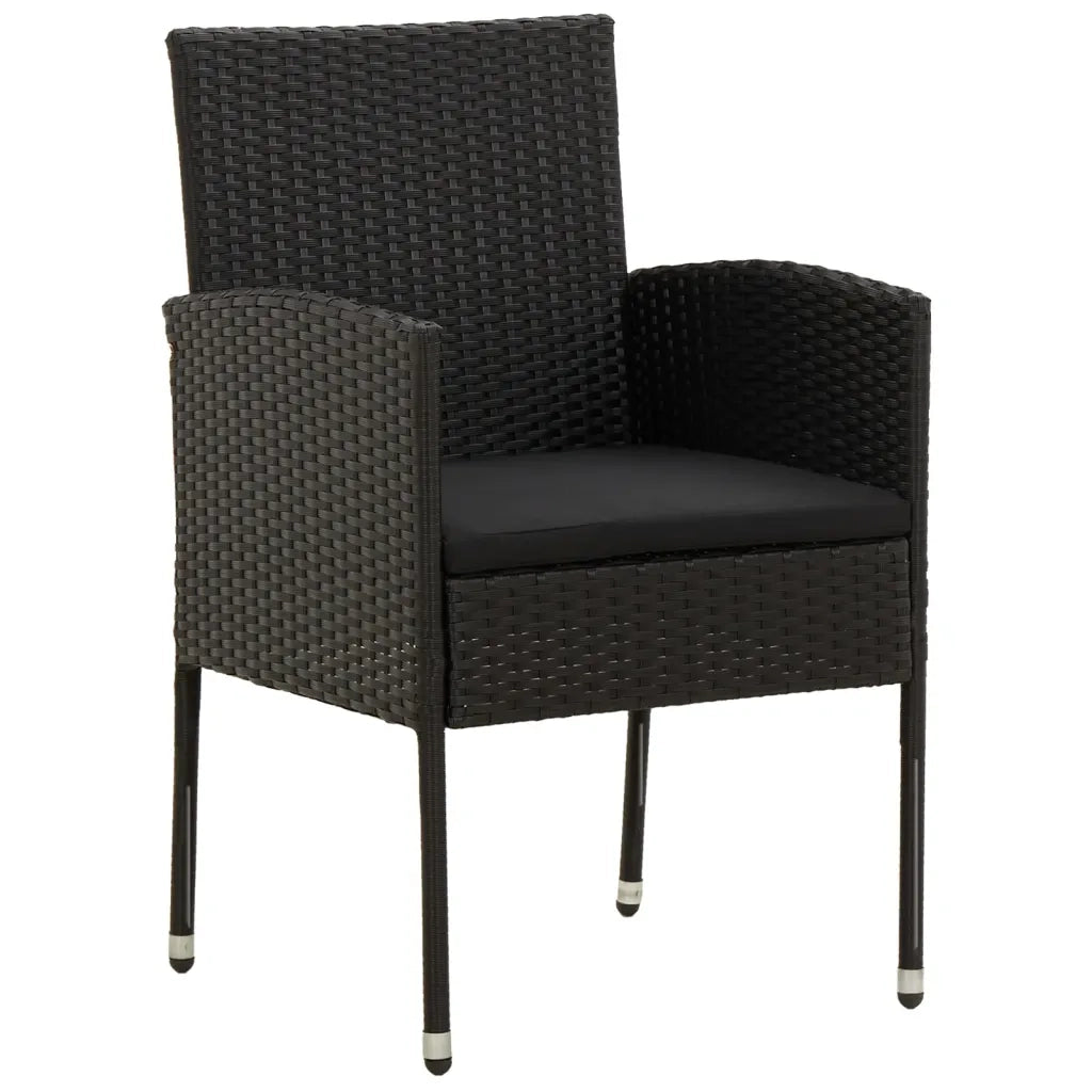 Set da Pranzo per Giardino 5 pz in Polyrattan Nero cod mxl 37579