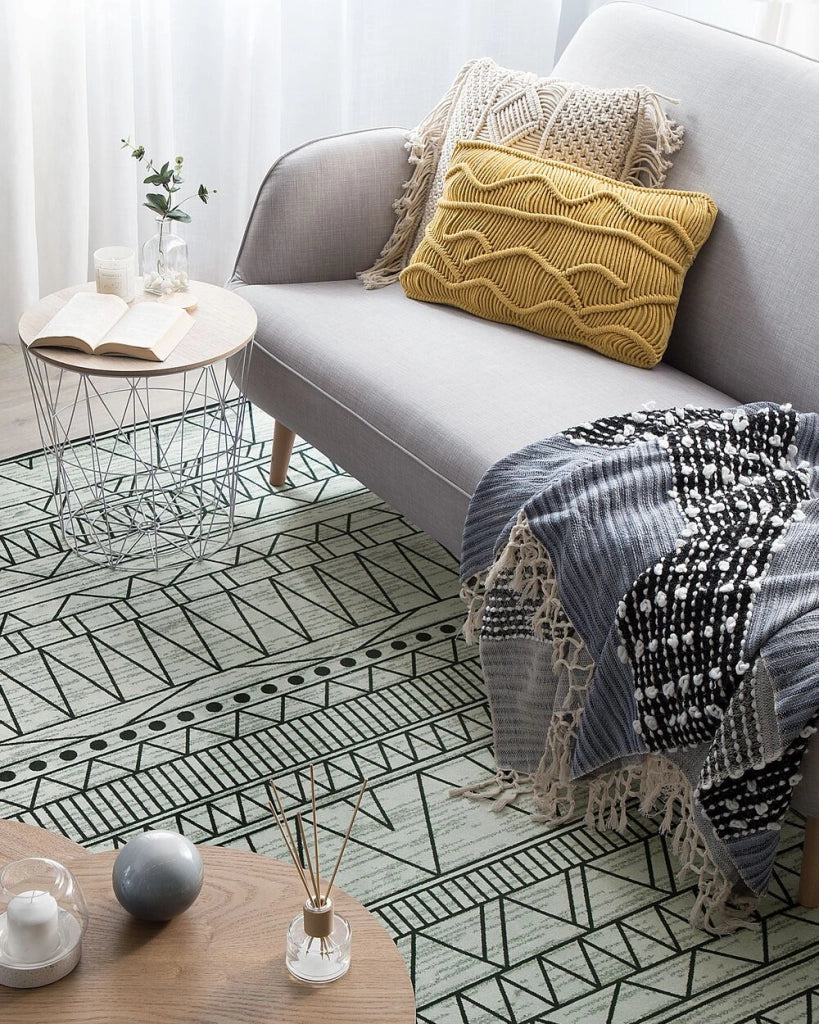 Tappeto Nero e grigio poliestere 160 x 230 cm a pelo corto motivo geometrico