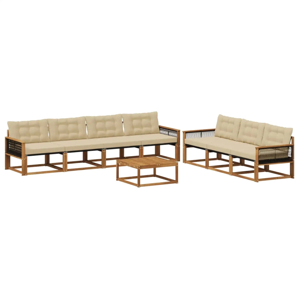 Set di divani da esterno con cuscino 8 pcs Naturale e Beige 3381297