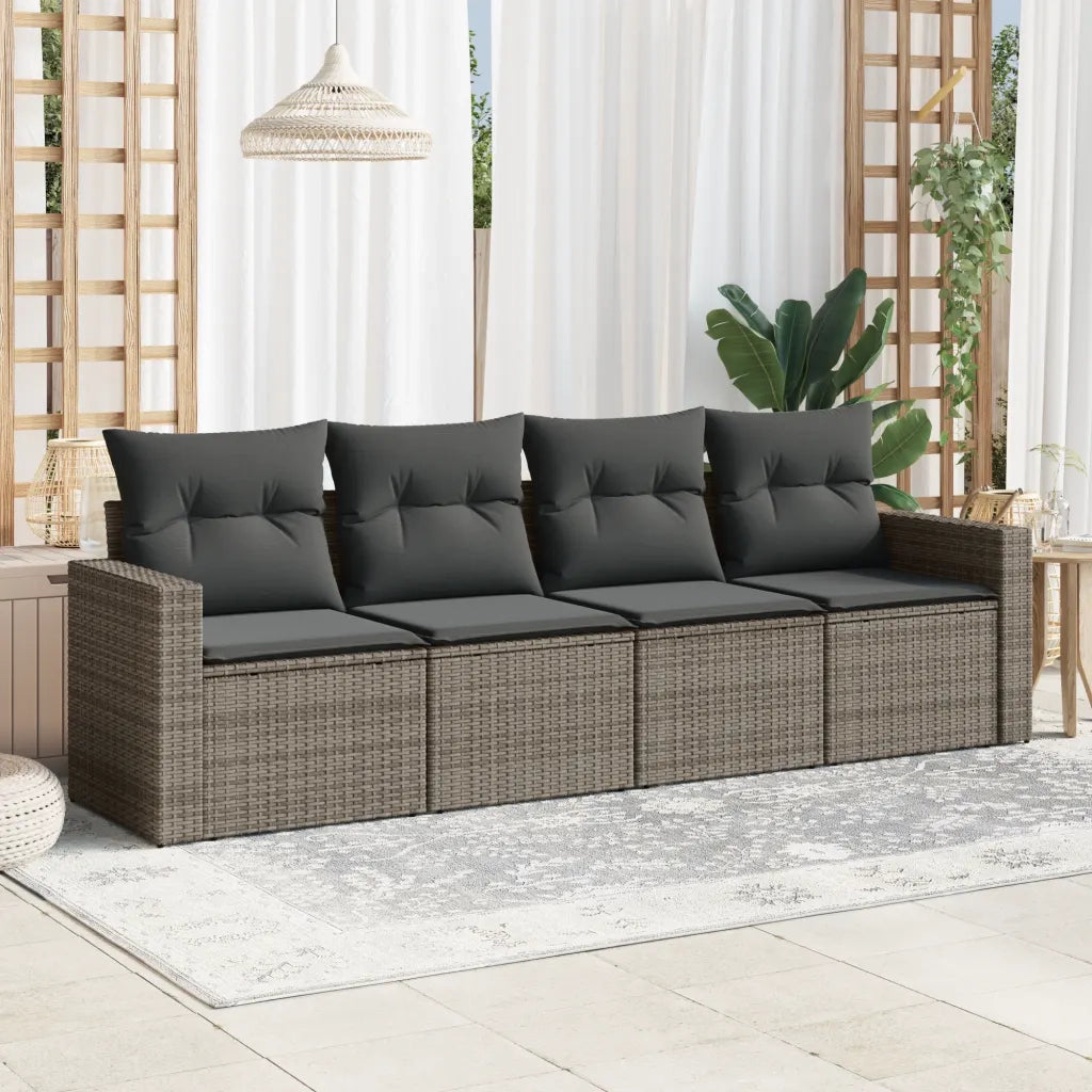 Salotto da Giardino-Set Divani da Giardino 4 pz con Cuscini in Polyrattan Grigio 780211