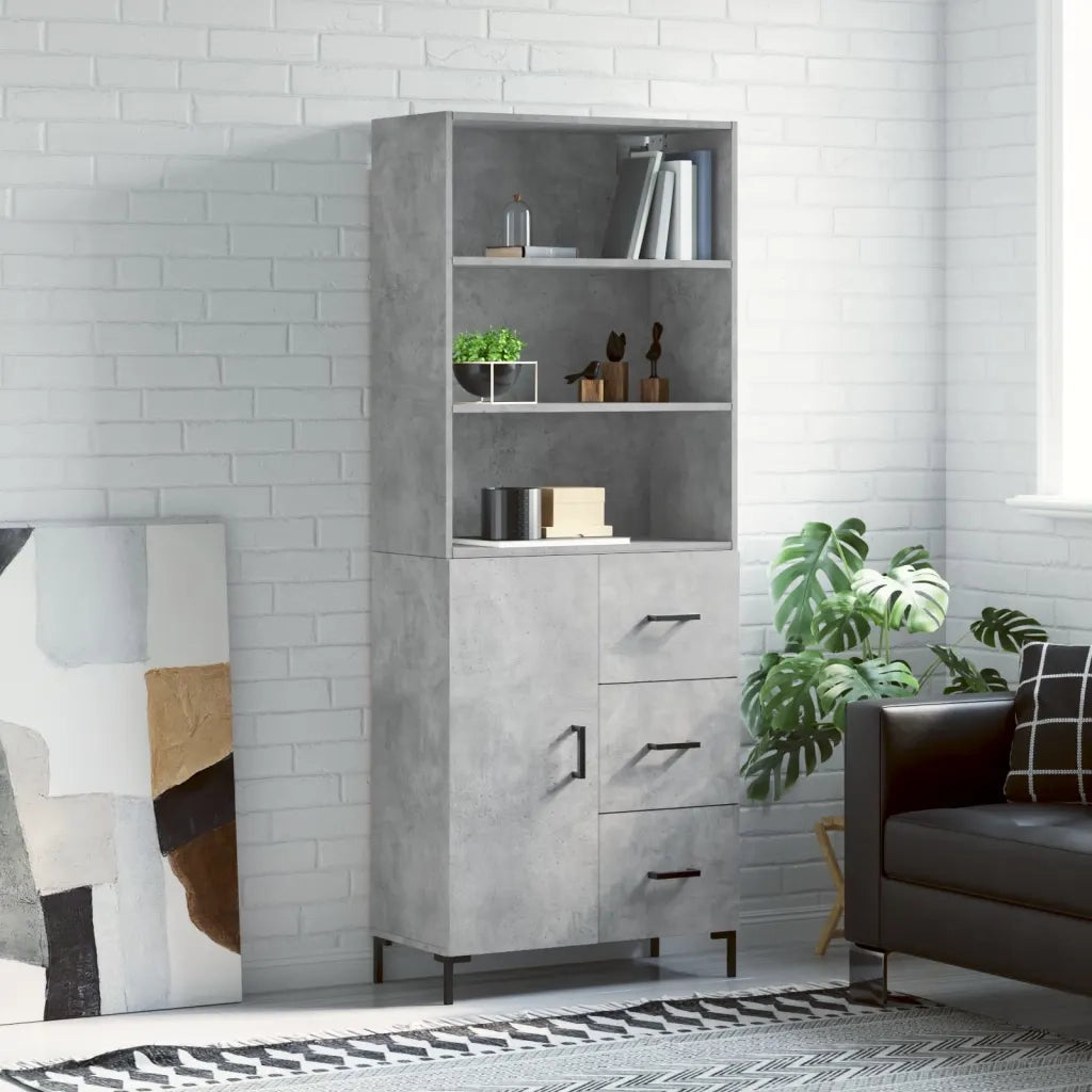 Credenza | Madia | Buffet da pranzo | Armadio da pranzo Grigio Cemento 69,5x34x180 cm in Legno Multistrato
