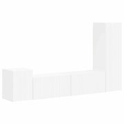 Set mobile TV Montaggio a parete 4 pz | Armadietto TV | Mobile Porta TV Bianco Legno multistrato