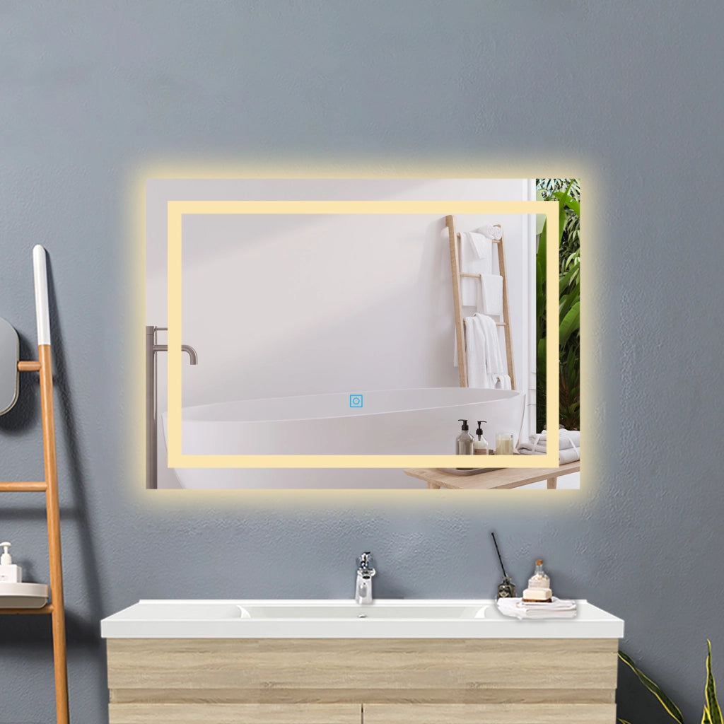 AICA IT Specchio Da Bagno Rettangolare Da 150x80cm con LED, Antiappannamento, 3 Temperature Colore