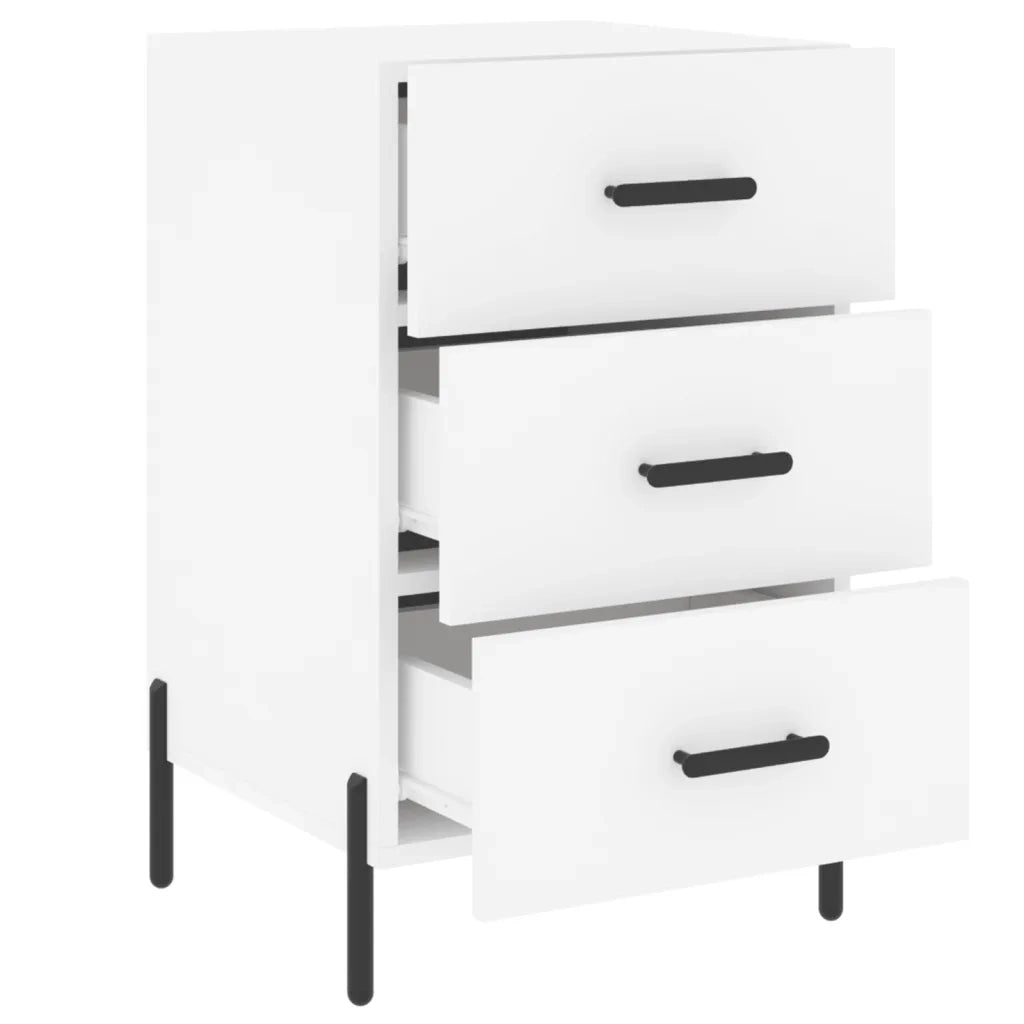 Comodino | Armadio da Notte | Mobiletto da notte Bianco 40x40x66 cm in Legno Multistrato