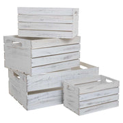 Set di 4 cestini in legno bianco