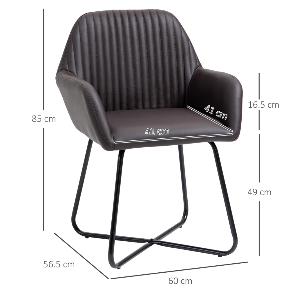 Set 2 Sedie da Pranzo Imbottite in Similpelle ¨C Zephmum ¨C Marrone 60x56.5x85