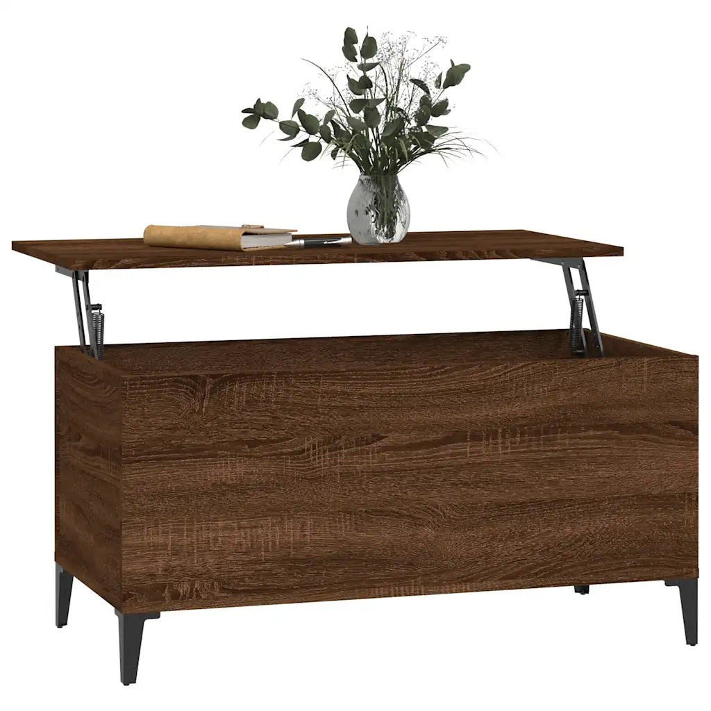 Tavolino Salotto-Tavolino da soggiorno-Tavolo Rovere Marrone 90x44,5x45 cm Legno Multistrato 366782