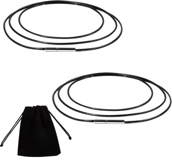 Collana per collo impermeabile - 2 pezzi - Cinturino in pelle - Disegno intrecciato - Chiusura in acciaio inossidabile - Elegante e moderna - Collana