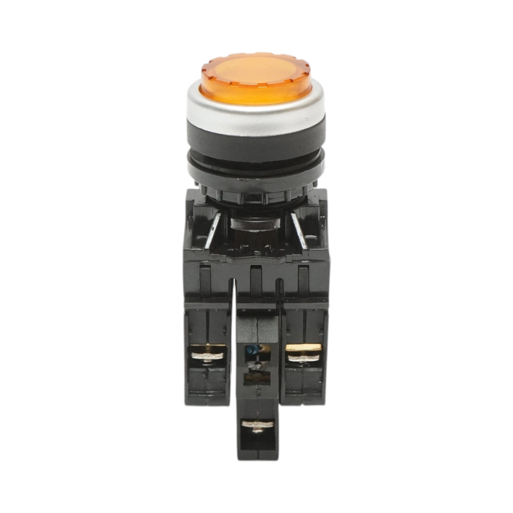 Pulsante di comando convesso illuminato 220V AC LED giallo con ritorno 1NO+1NC, 10A/600V AC, 1A/250V DC LA42 Breckner Germany