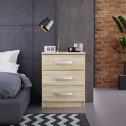 Lebale, Comodino 3 Cassetti, 46x43x59h cm Marrone Rovere