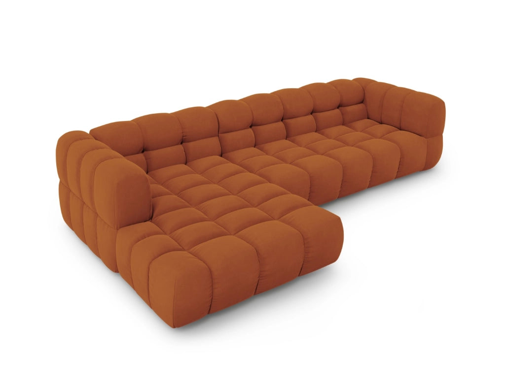 Cosmopolitan Design - Divano angolare modulare sinistro "Sky" 4 posti in velluto terracotta 