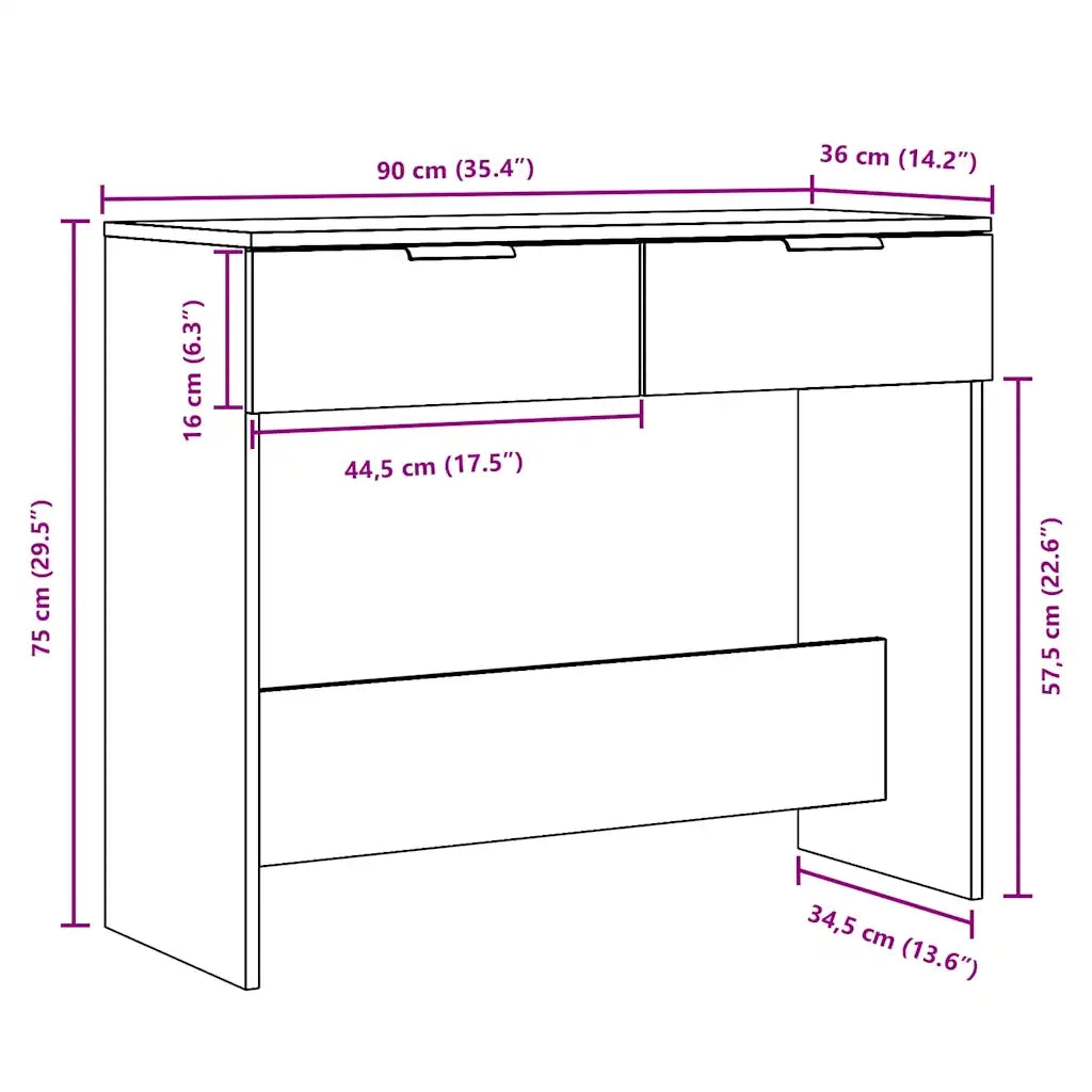 vidaXL Tavolo Consolle in Legno Vecchio 90x36x75 cm Legno Multistrato