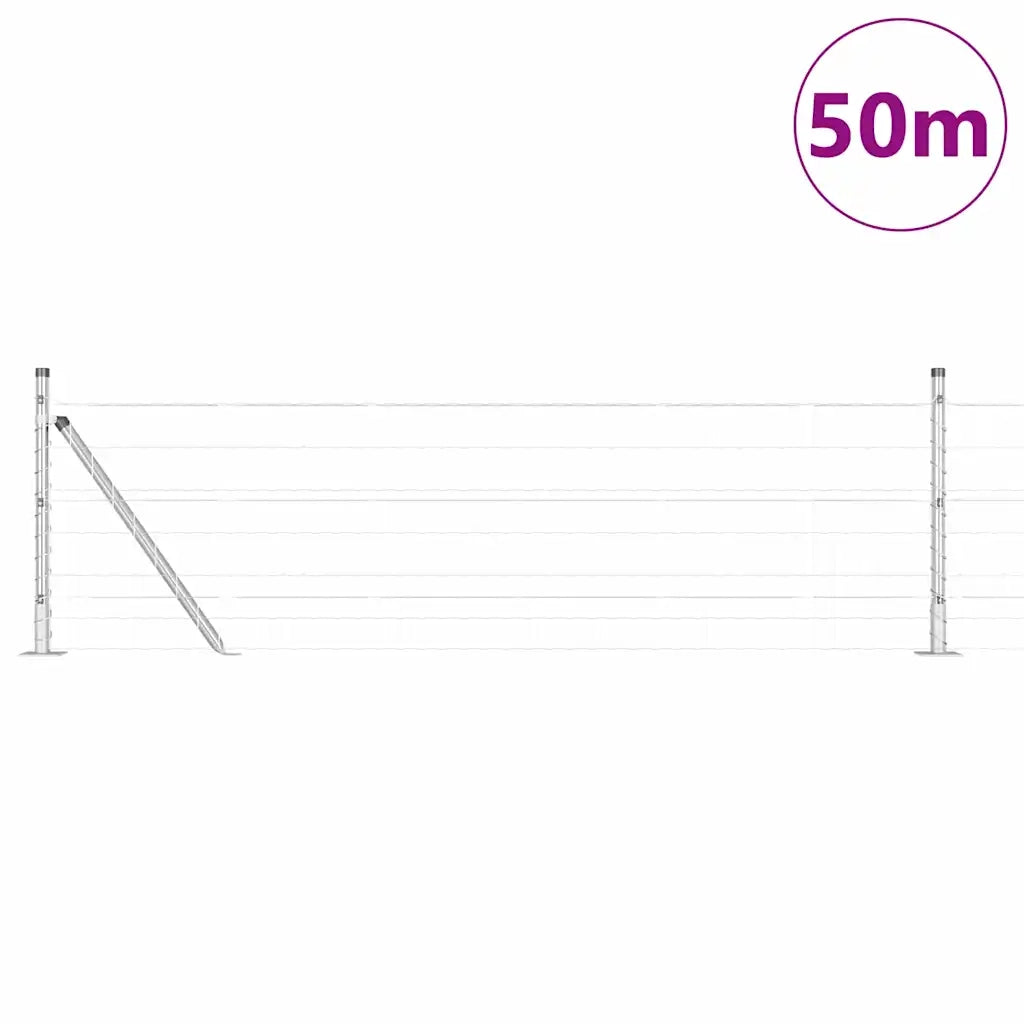 Recinzione da Giardino | Recinzione con Posto Argento 0,6 x 50 m Acciaio