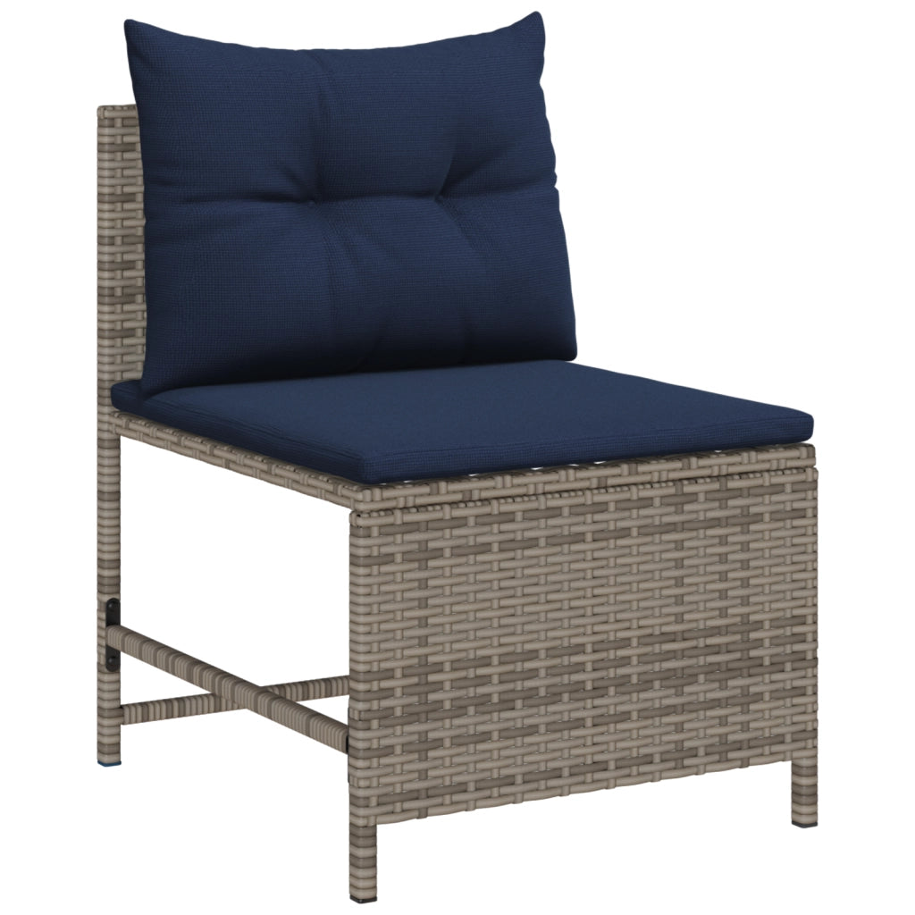Set Divano da Esterno Grigio e blu navy Rattan con telaio in metallo