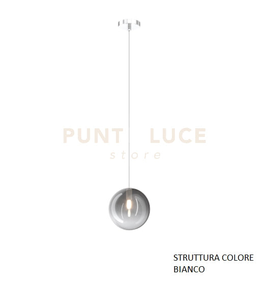 SOSPENSIONE BIANCO 1 LUCE VETRO FUME 1184BI-S1-FU