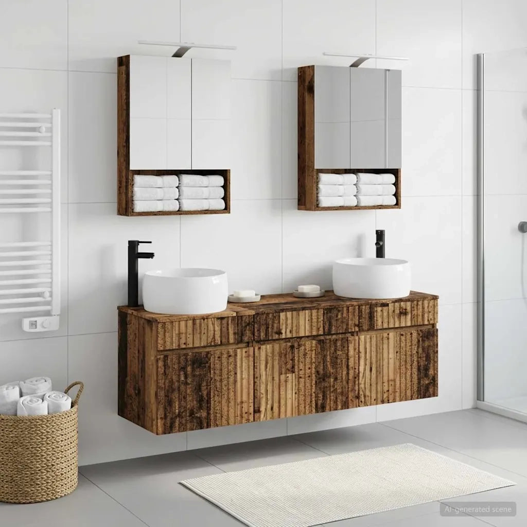 Set di Armadi da Bagno 5 pcs Legno antico 50 x 14,5 x 70 cm 3406645