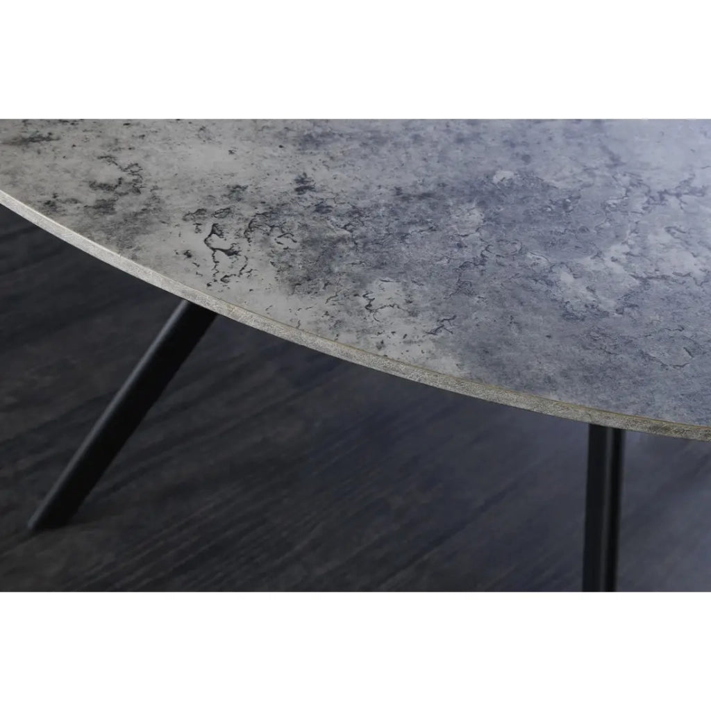 Tavolo da pranzo SOREN – Effetto pietra e metallo – 100 cm – Rotondo – Stile moderno