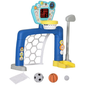 Rete da Calcio Canestro Basket Set Golf Gioco per Bambini Altezza Regolabile 60,4-68 cm