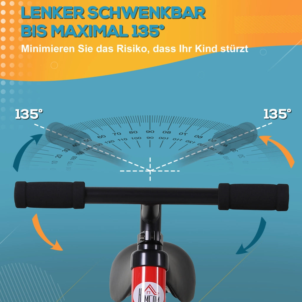 Bicicletta Equilibrio Bambini 2-5 Anni ¨C Xylo ¨C con Ruote Stabilizzatrici e Pedali, Rosso