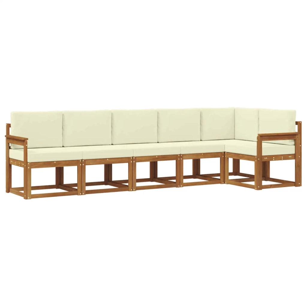 Set di divani da esterno con cuscino 6 pcs Naturale e Crema
