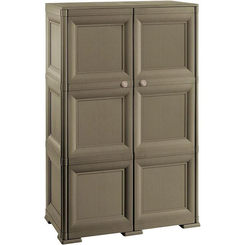 ARMADIO WENGÉ 2 ANTE 79X43X125 CM CON 6 SCOMPARTI – MOBILE CONTENITORE VERTICALE SALVASPAZIO PER INGRESSO E ZONA GIORNO