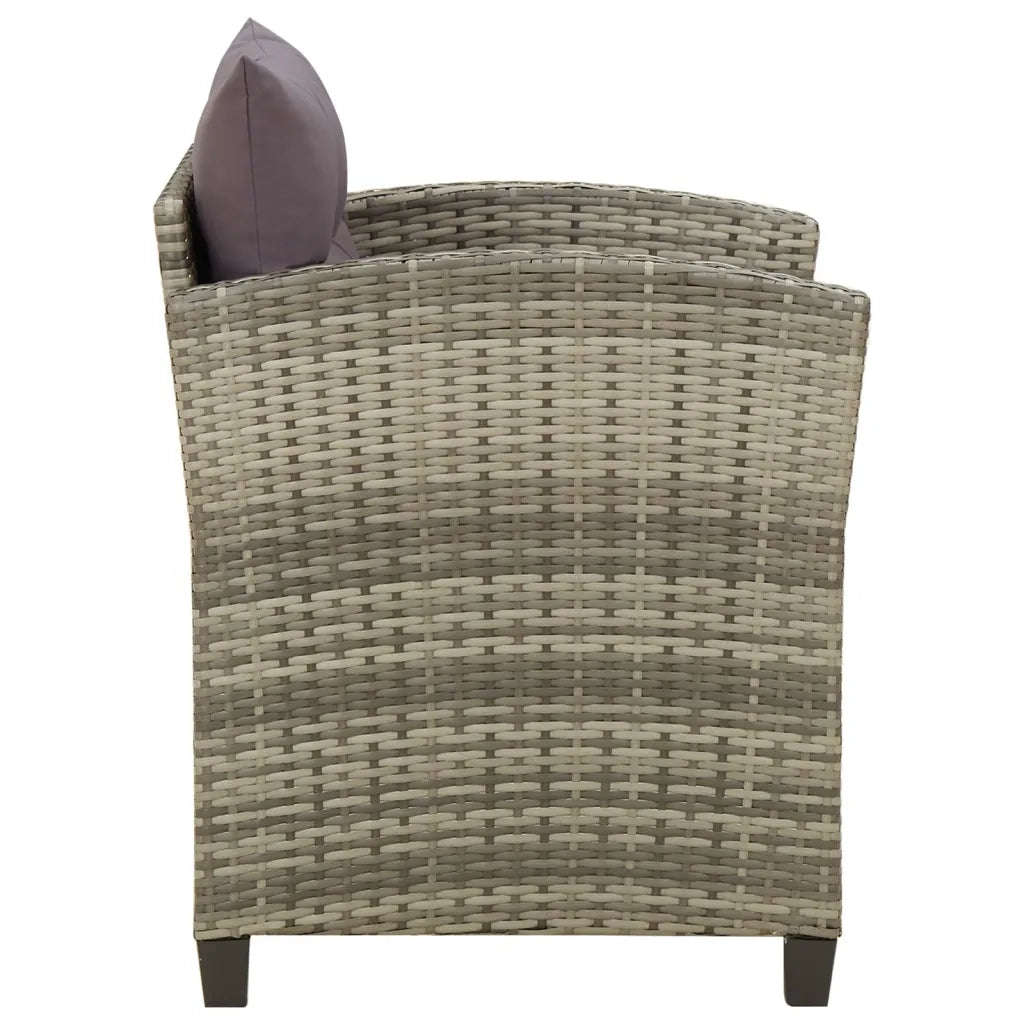Sedia da Giardino con Cuscini in Polyrattan Grigio cod mxl 23224