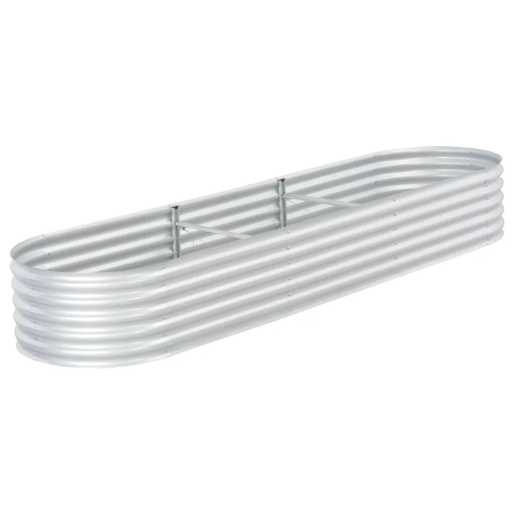 Fioriera rialzata per piante e fiori giardino 320 x 80 x 44 cm acciaio zincato argento 02_0001045