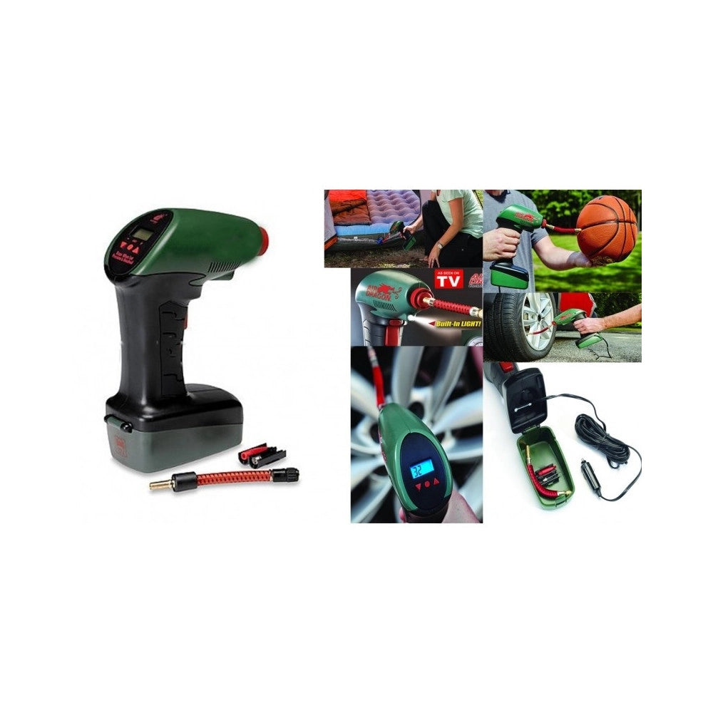 Trade Shop - Compressore D'aria Portatile Luce Led Presa Auto 12v Cavo 4,25mt Moto Campeggio -