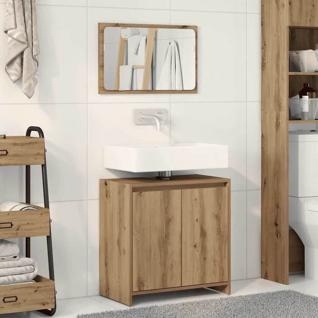 Set Mobili da Bagno | Armadio da bagno 2 pz Rovere Artigianale Legno Multistrato