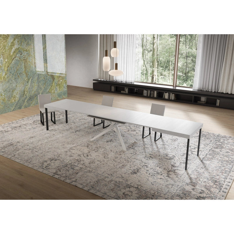 Tavolo allungabile 160/420x90 cm Niket telaio Bianche - Bianco Frassino
